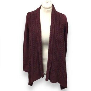 Saturday Sunday Anthropologie Womens Neela Cable Knit Open Front Cardigan Wine M